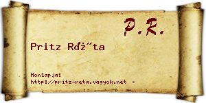 Pritz Réta névjegykártya